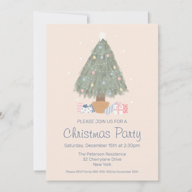 Christmas Party Merry and Bright Christmas Tree Invitation (Front)