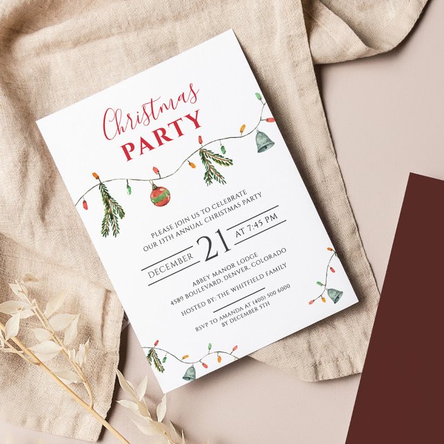 Christmas Party Minimalist Boho Invitation Flyer (Boho Rustic Script Christmas Party Invitation Flyer)