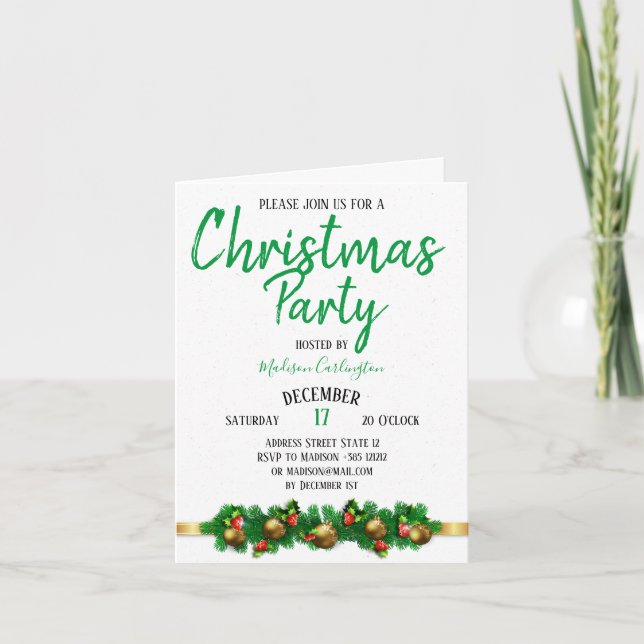 Christmas party Mistletoe Bells Decorative 2 Invitation (Front)
