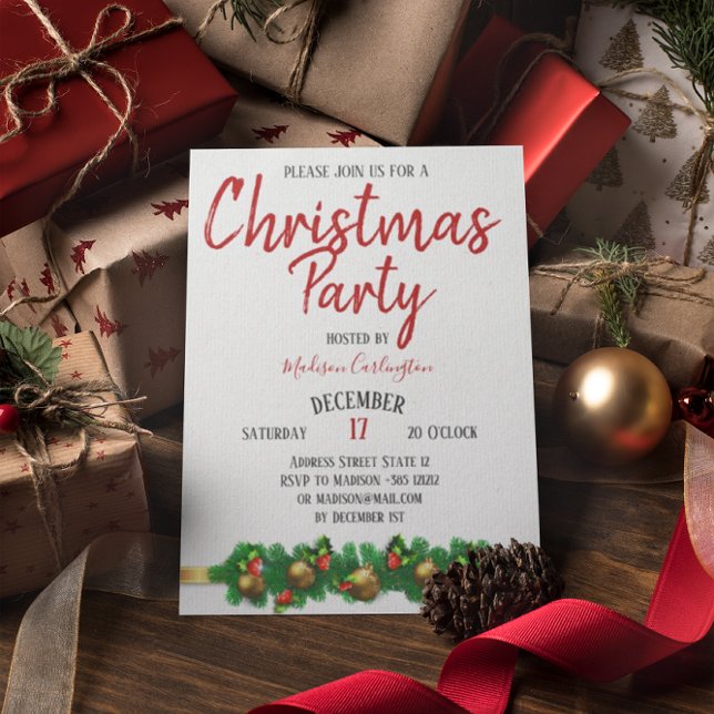 Christmas party Mistletoe Bells Decorative Invitation (Creator Uploaded)