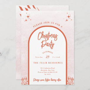 Christmas Party Modern Arch Bright Red Invitation