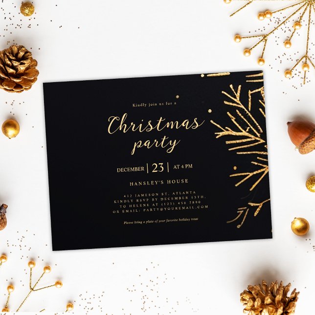 Christmas Party Modern Elegant Festive Holiday Invitation Postcard (Christmas Party Modern Elegant Festive Holiday Invitation Postcard)