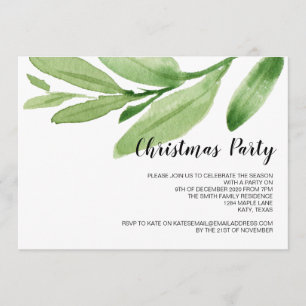 Christmas Party Modern Eucalyptus Invitations