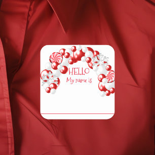 Christmas Party Name Badge Tag Balloons