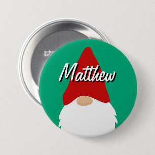 Christmas party name buttons with cute gnome