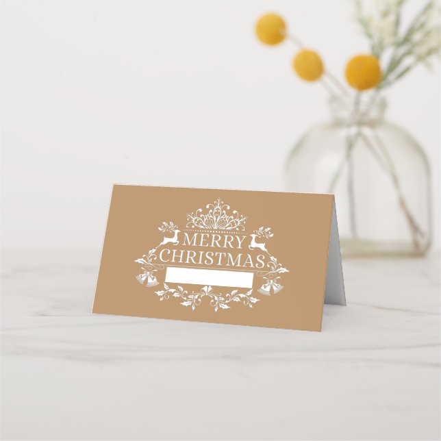Christmas Party Name Place Card-Golden Card (Front)
