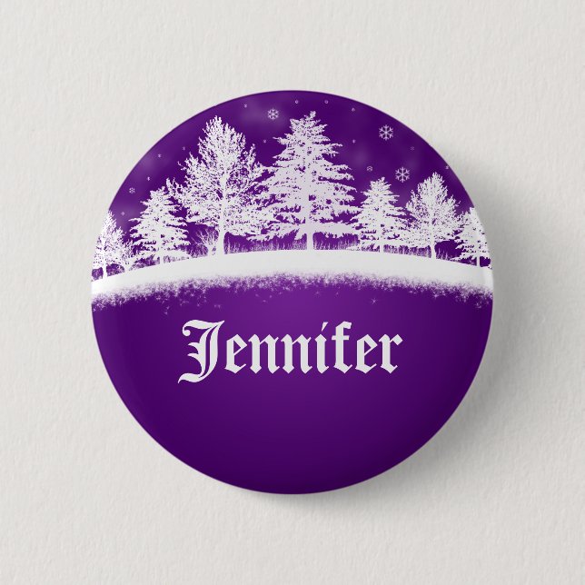 Christmas Party Name Tags Purple Buttons (Front)