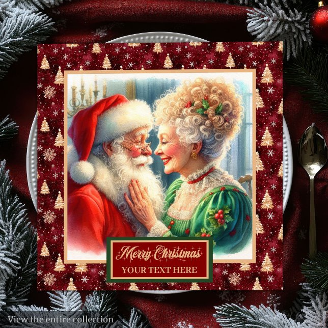 Christmas Party Napkins Red Gold Green Santa (Christmas Party Napkins Red Gold Green Santa)