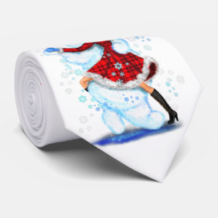 Christmas Party Neck Tie Snowman and Girl Dance