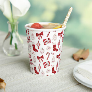 Christmas Party Paper Cup Red Bow Holiday Cups