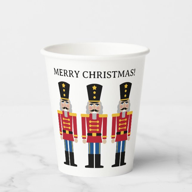 Christmas party paper cups with nutcracker drawing (Front)