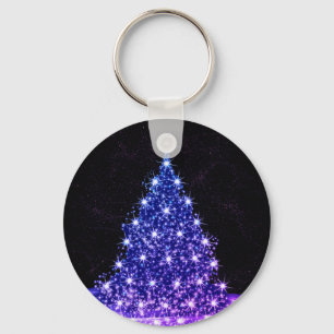 Christmas Party Pink Blue Tree Winter Black Rustic Key Ring