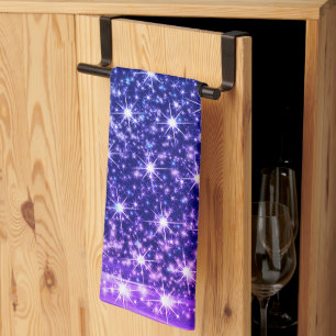 Christmas Party Pink Blue Tree Winter Black Rustic Tea Towel