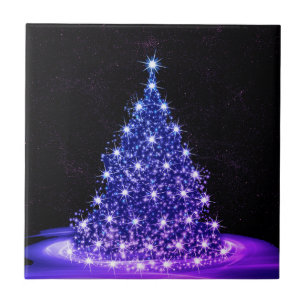 Christmas Party Pink Blue Tree Winter Black Rustic Tile