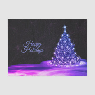 Christmas Party Pink Blue Tree Winter Black Rustic Tissue Paper