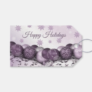 Christmas Party Pink Purple Ornament Snowflakes Gift Tags