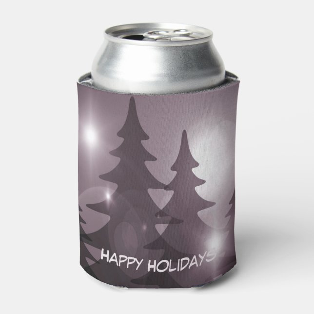Christmas Party Pink Trees Holiday Winter Elegant Can Cooler (Can Front)