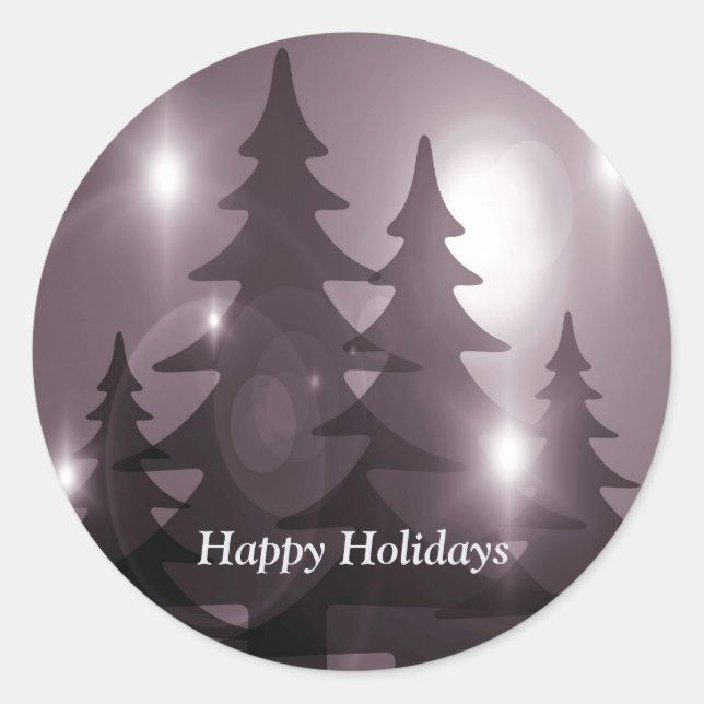 Christmas Party Pink Trees Holiday Winter Elegant Classic Round Sticker (Front)