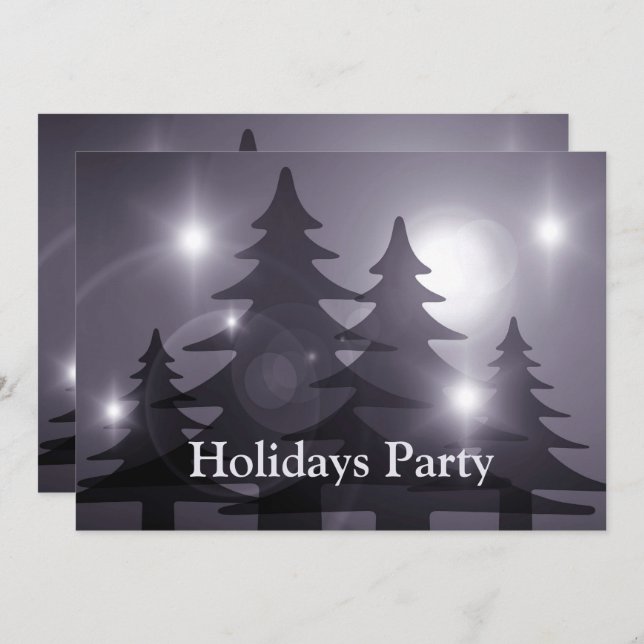 Christmas Party Purple Trees Holiday Winter Rustic Invitation (Front/Back)