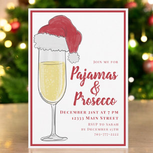 Christmas Party Pyjamas and Prosecco Invitation