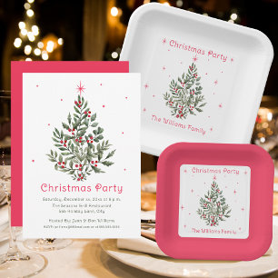 Christmas Party Red and White Invitation