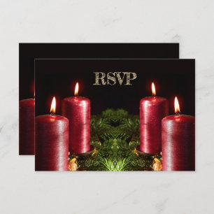 Christmas Party Red Candles Winter Holidays RSVP Card