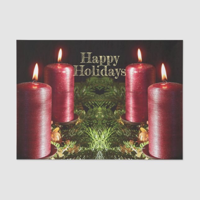 Christmas Party Red Candles Winter Holidays Tissue Paper (Front)