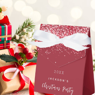 Christmas Party red glitter elegant modern Favour Box