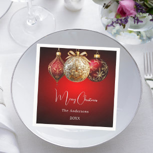 Christmas party red gold baubles dinner napkin