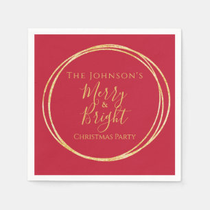 Christmas Party Red Gold Napkin