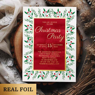 Christmas Party Red Watercolor Floral