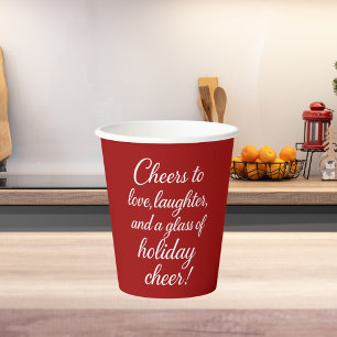 Christmas party red white love laughter cheer paper cups