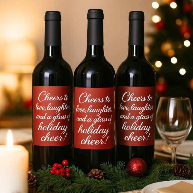 Christmas party red white love laughter cheer wine label (Creator Uploaded)