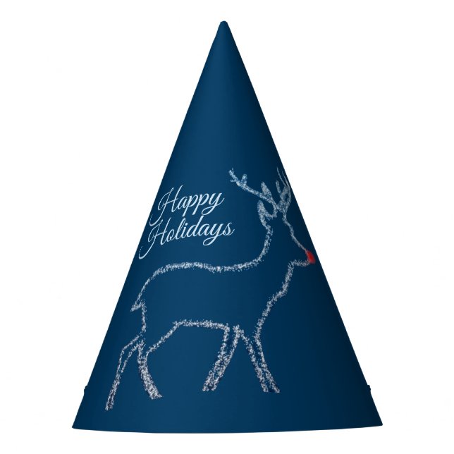 Christmas Party Reindeer Blue Sky Shiny Stars Hat (Front)