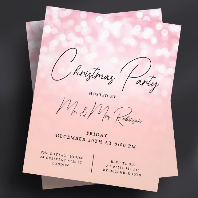 Christmas Party Rose Gold Lights Sparkle Invite Flyer (Christmas Party Rose Gold Lights Sparkle Invite Flyer)