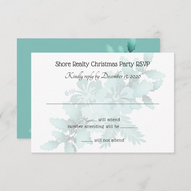Christmas Party RSVP Guest Count Hibiscus Invitation (Front/Back)