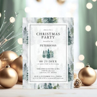 Christmas Party Rustic Pine Trees Deep Green