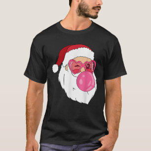 Christmas Party Santa Bubble Gum Pink Sunglasses V T-Shirt