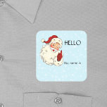 Christmas Party Santa Hello Name Tag Badge<br><div class="desc">*** Purchase the Matte Finish when using this sticker as a name tag*** This design may be personalised in the area provided by changing the photo and/or text. Or it can be customised by clicking Personalise this Template and then choosing the click to customise further option and delete or change...</div>