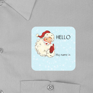 Christmas Party Santa Hello Name Tag Badge