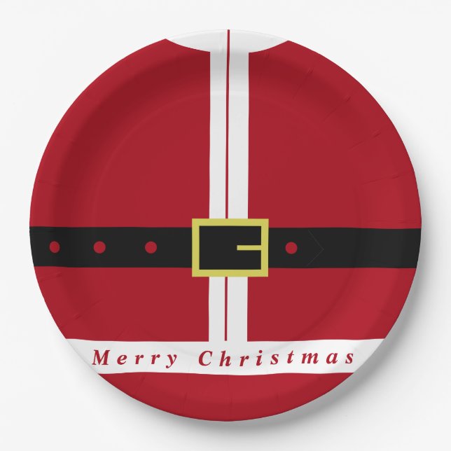Christmas Party Santa Paper Plates (Front)