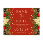 Christmas Party Save The Date Gold Floral Red 