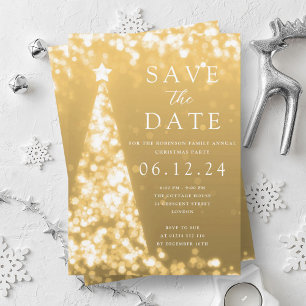 Christmas Party Save The Date Gold Tree Glam  Invitation