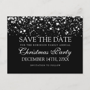 Christmas Party Save The Date Silver Midnight Glam Announcement Postcard