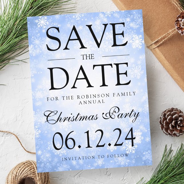 Christmas Party Save The Date Winter Blue Announcement Postcard (Christmas Party Save The Date Winter Blue Announcement Postcard)