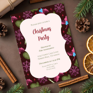 Christmas Party Snowflakes and Candy Canes Invitation