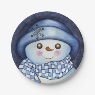 Christmas Party Snowman Paper Plates