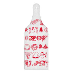 Christmas Party Snowman Santa Claus Workshop Cutting Board