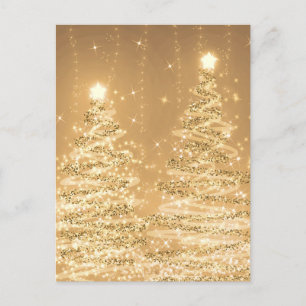Christmas Party Sparkling Trees Copper Postcard