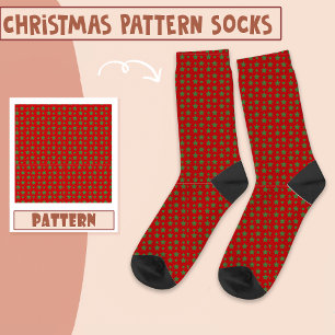 Christmas Party Star Red And Green Pattern Socks